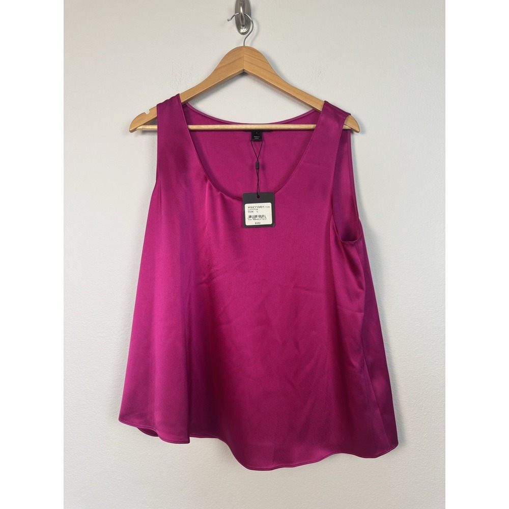 St. John Triacetate Fuschia Rose Scoop Neck Sleeveless Tank Top L‎ MSRP $350